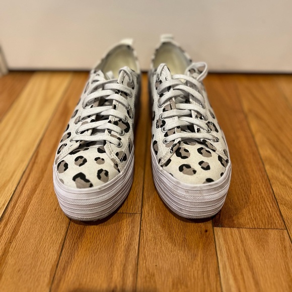 Keds White and Black Leopard Print Sneakers - Picture 2 of 5
